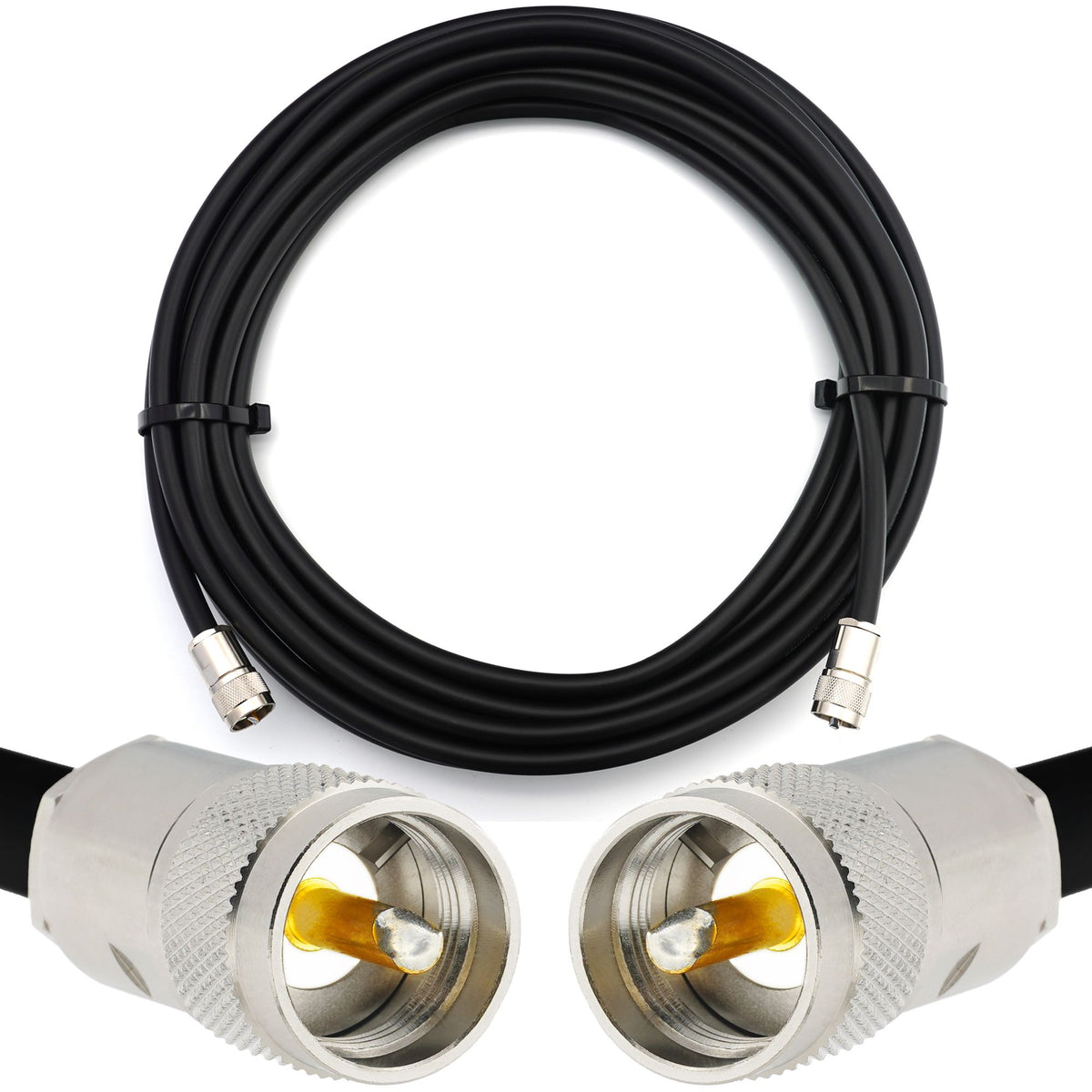 Rangeful PL259 to PL259 1m UHF CB Radio Flexible Coaxial Cable — LMR400 UF UltraFlex equivalent HF400-PL-PL-1