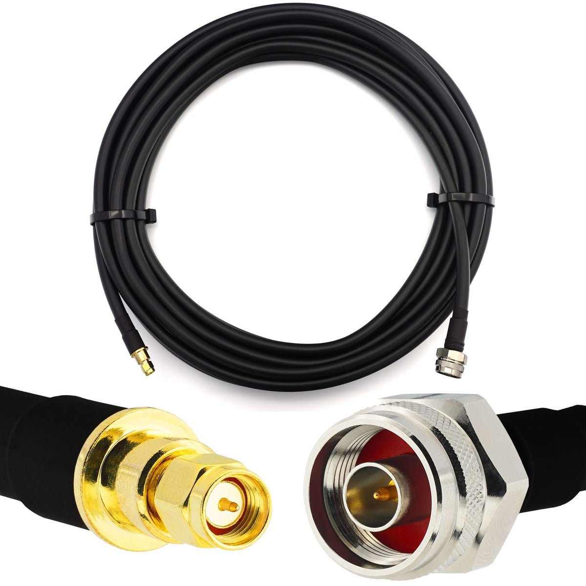 Rangeful SMA Male to N Male Hex 15m IP67 Coaxial Cable — LMR400 UF UltraFlex equivalent HF400-NMH-SM-15