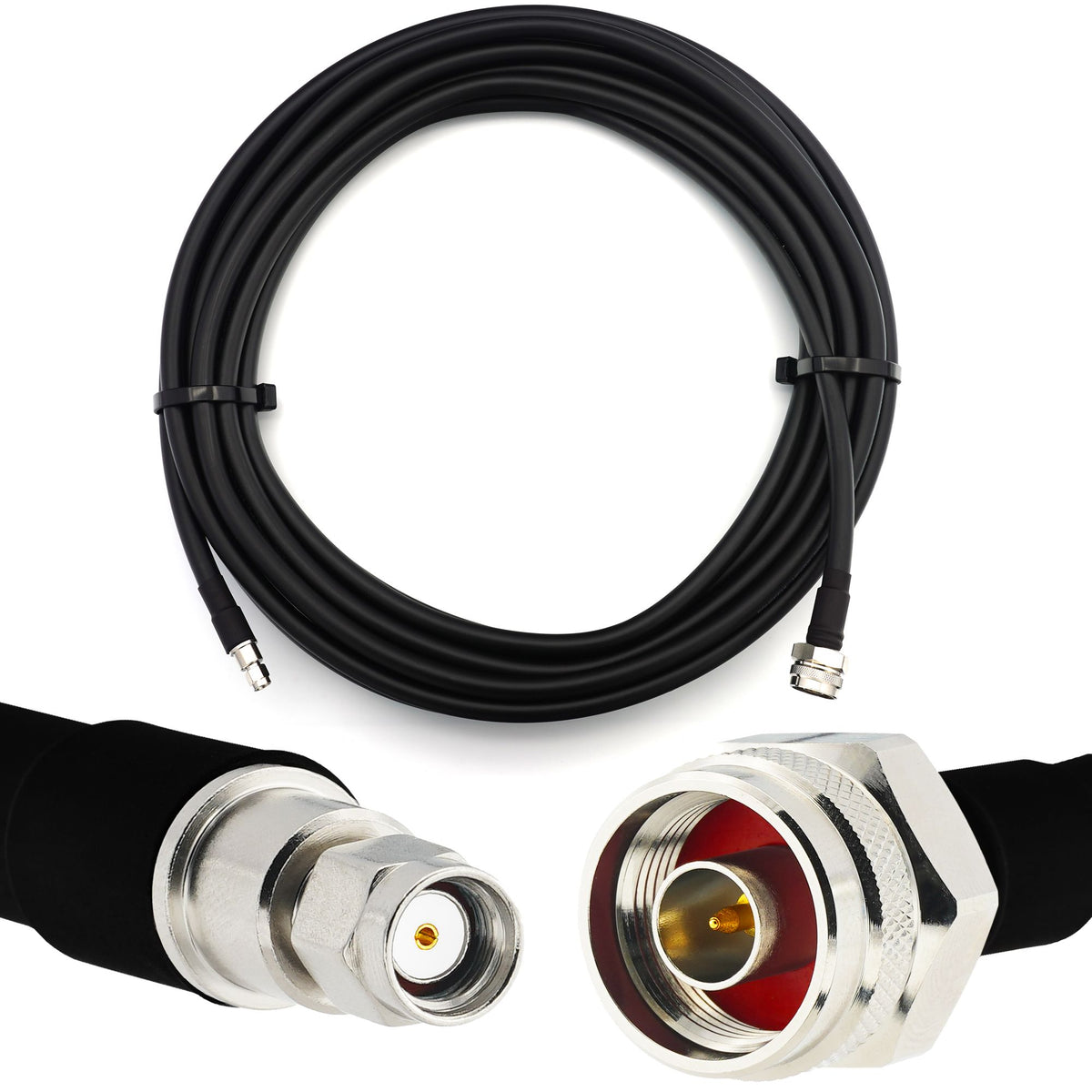 Rangeful RP-SMA Male to N Male Hex 20m IP67 Flexible Coaxial Cable — LMR400 UF UltraFlex equivalent HF400-RPSM-NMH-20