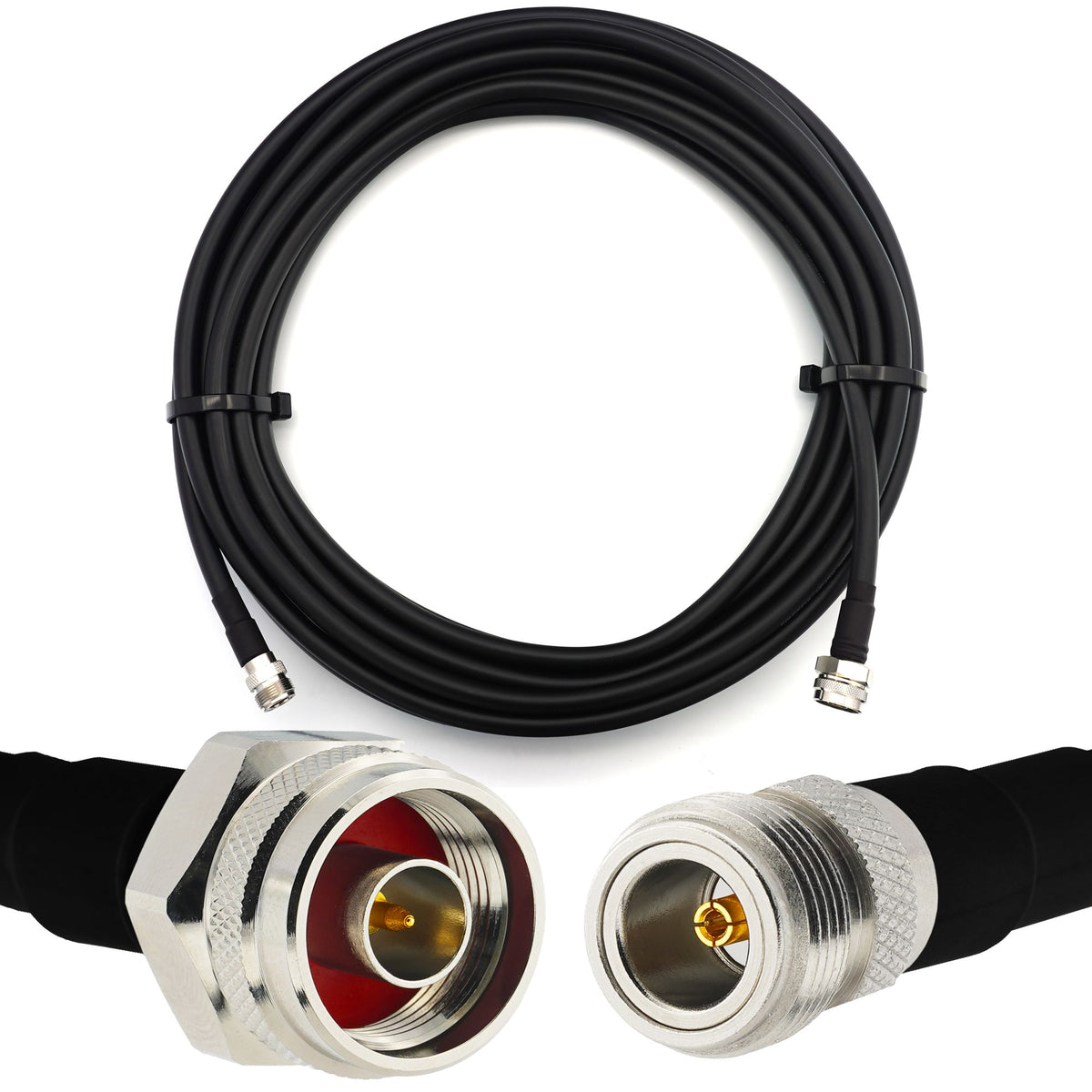 Rangeful N Male to N Female Hex 30m IP67 Flexible Coaxial Cable — LMR400 UF UltraFlex equivalent HF400-NMH-NF-30