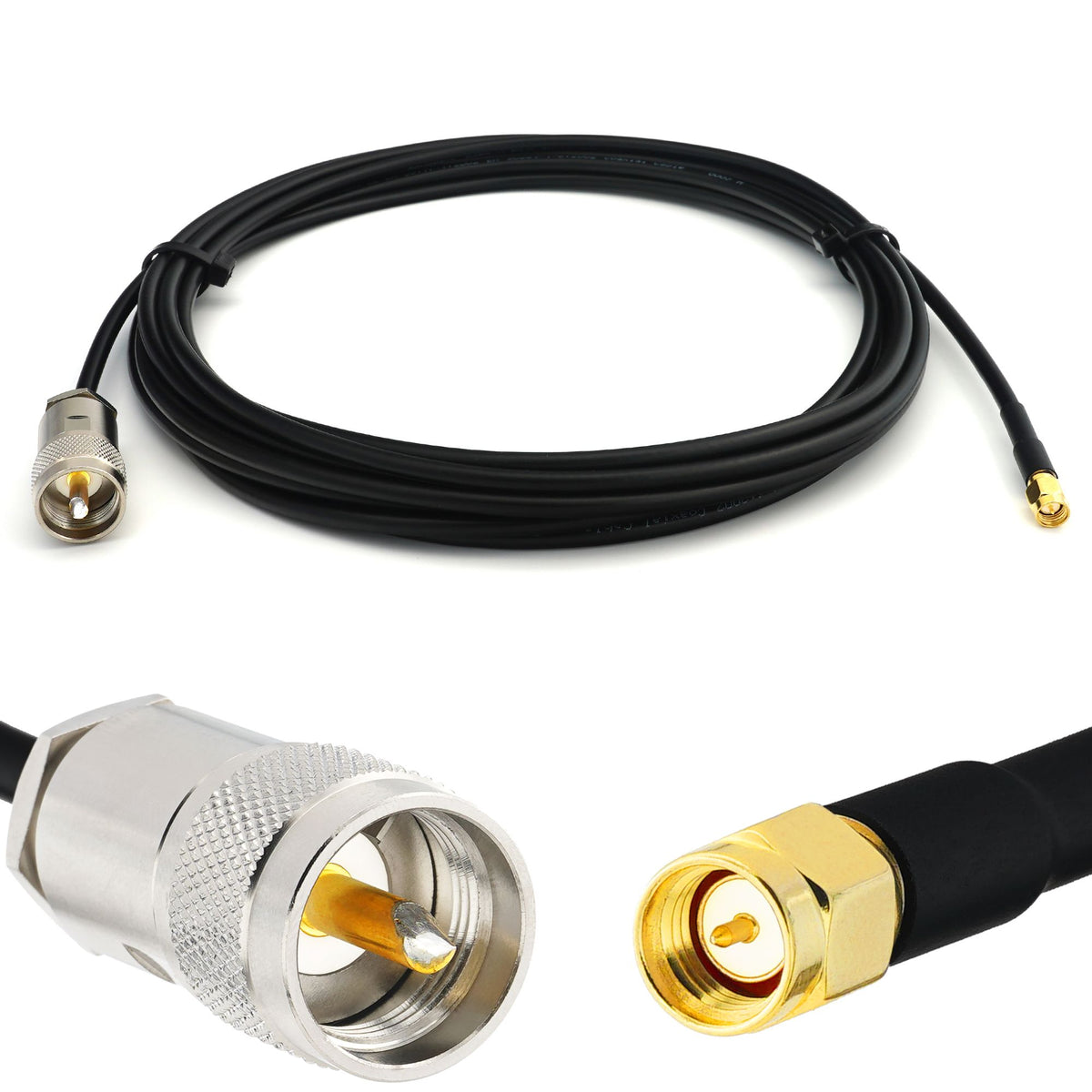 Rangeful SMA Male to PL259 3m UHF RG58/U Coaxial Cable RG58-SM-PL-3