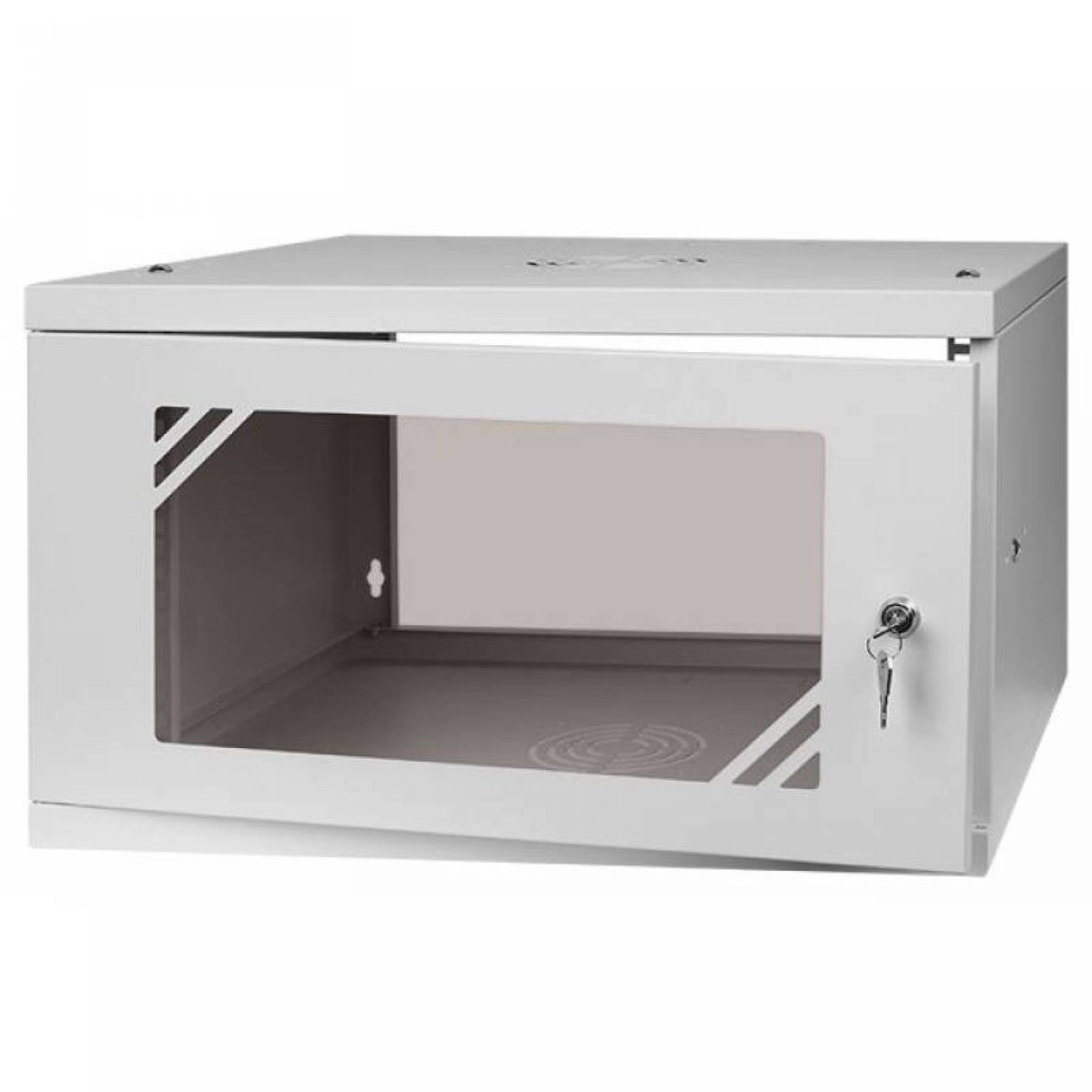 Stalflex Rack Cabinet 19" 6U, 450mm, Glass Door, Gray RC19-6U-450GG