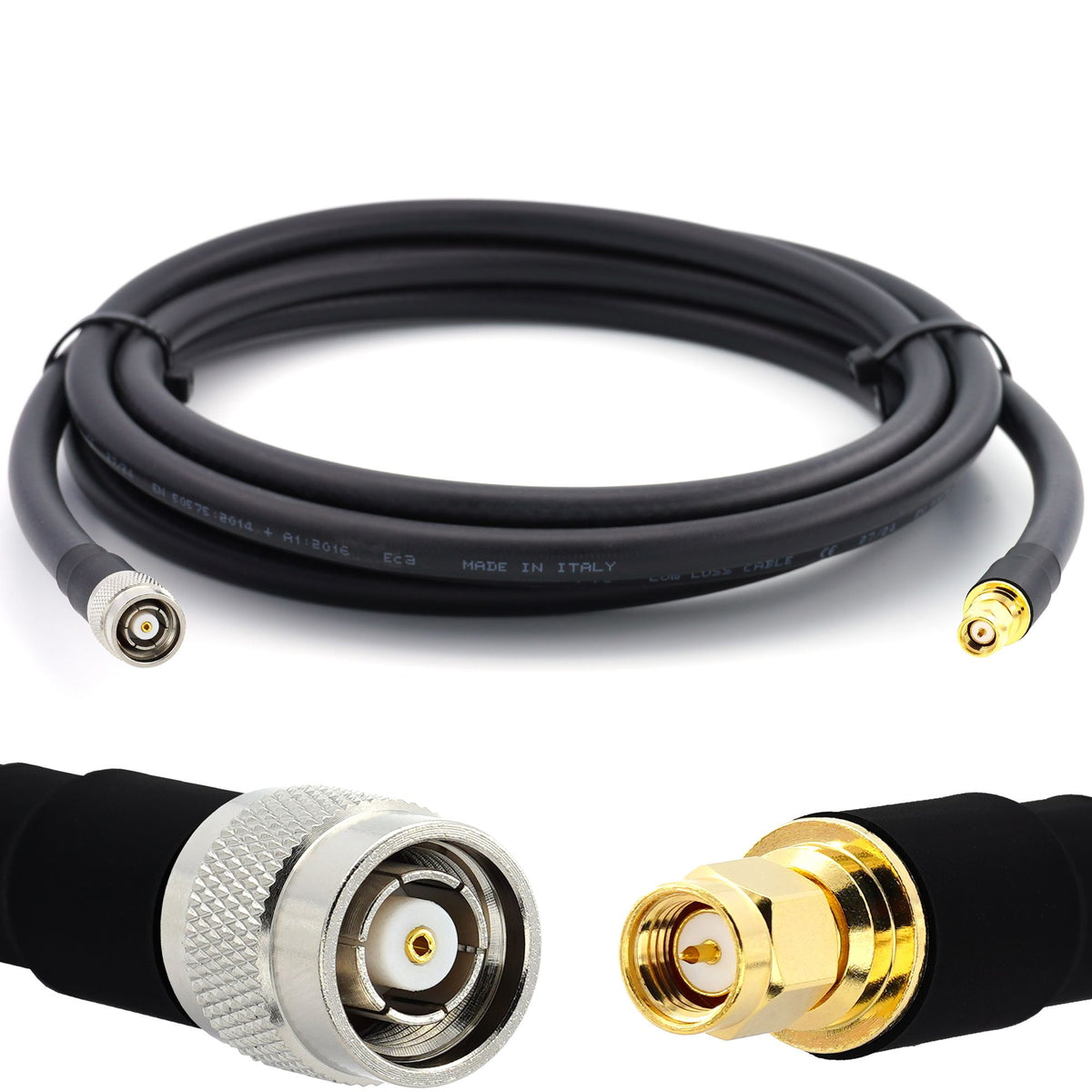 Rangeful SMA Male to RP-TNC Male 3m Flexible Coaxial Cable — LMR400 UF UltraFlex equivalent HF400-RPTNCM-SM-3